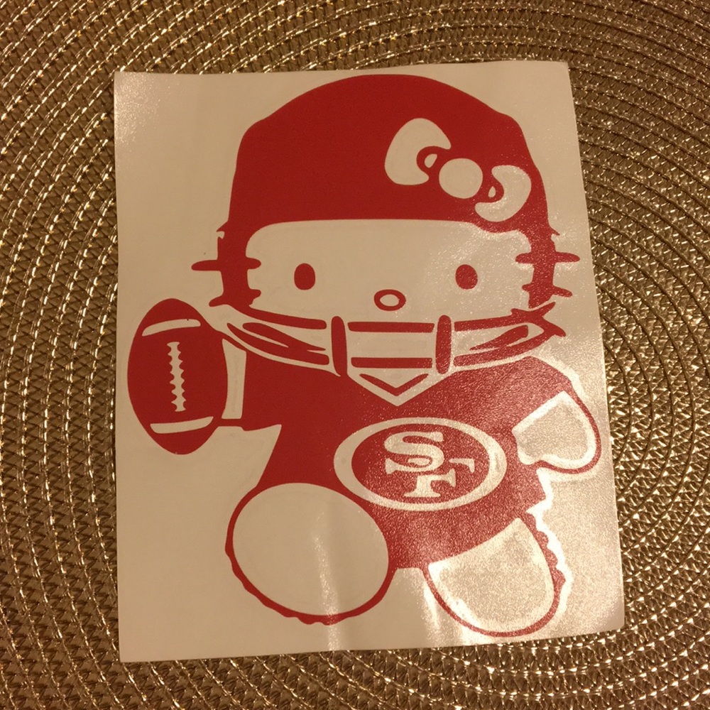 Hello Kitty SF 49ers Car Decal color: Red